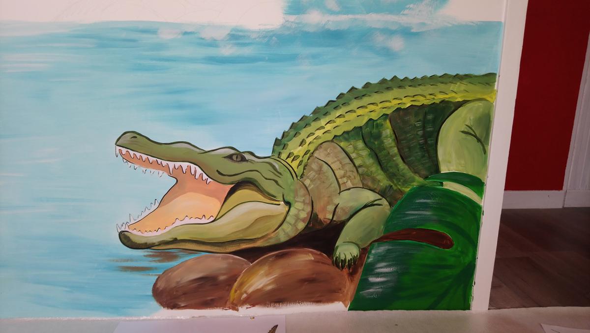 Zoom de détail sur le crocodile