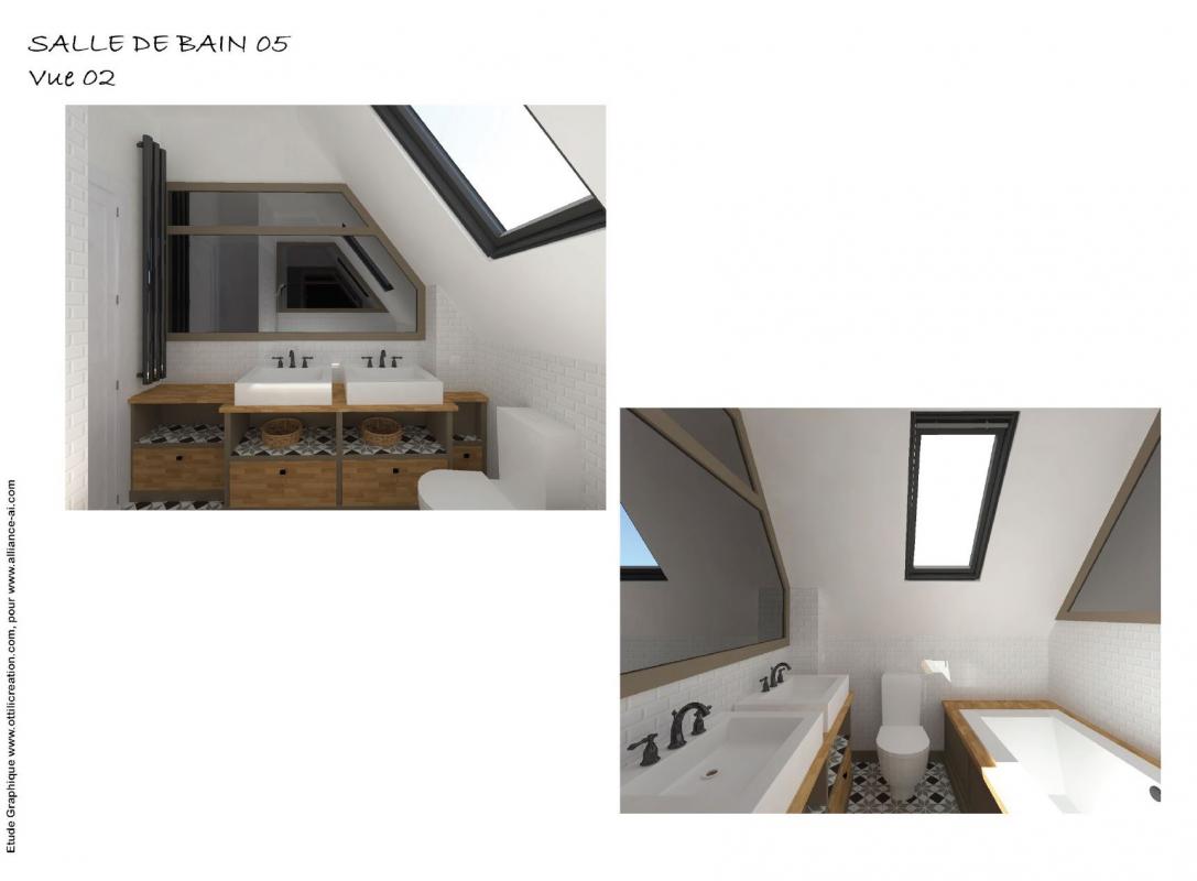 Mise en 3D après relevé de mesures d'une salle de bain
