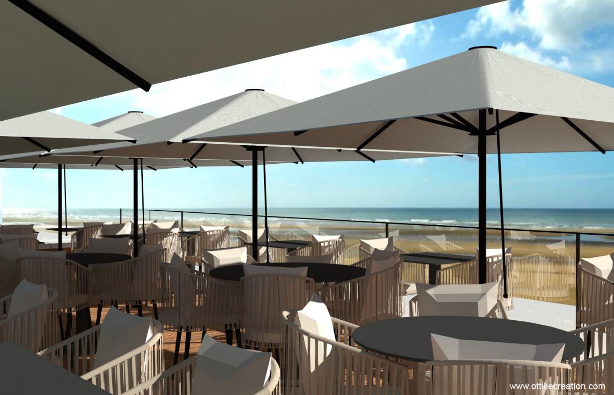 Etude - Restaurant - Côte de nacre - Calvados - Vue 3D - Terrasse de l'étage - Vue 03